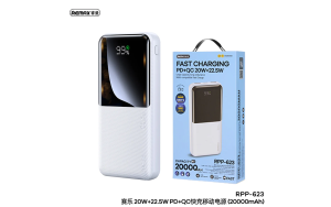 REMAX 20000mAh RPP-623 PD 20W+QC 22.5W Fast Charging Cynlle Series Power Bank White