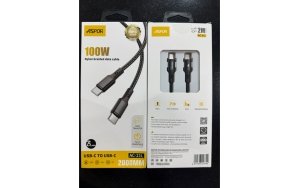 Aspor AC-21L 100W Nylon Cable Type-C to Type-C 2 Meter